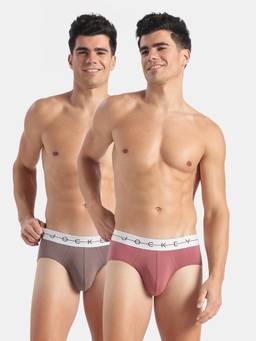 Jockey - NY15 Men Cotton Elastane Solid Brief-Roan Rouge and Plum Truffle (Pack of 2)