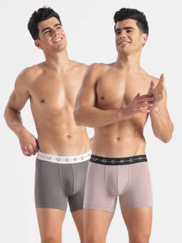 Jockey - NY16 Men Cotton Elastane Solid Trunk-Gunmetal and Purple Dove (Pack of 2)