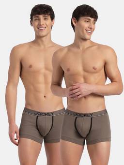 Jockey - 8015 Men Super Combed Cotton Rib Solid Trunk-Dark Khaki(Pack Of 2)