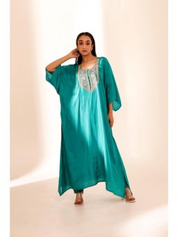 Firann By Shaheen - Green Kaftan with Pant (Set of 2)