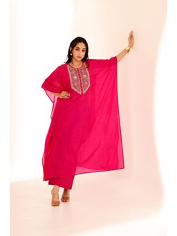 Firann By Shaheen - Pink Kaftan with Pant (Set of 2)