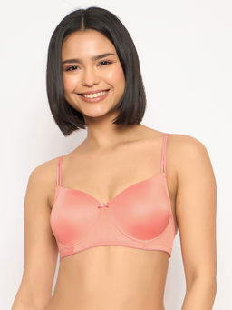 Clovia - Polyamide Padded Full Cup Wire Free T-Shirt Bra - Peach