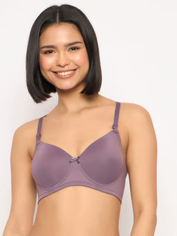 Clovia - Polyamide Padded Full Cup Wire Free T-Shirt Bra - Purple