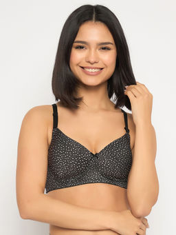 Clovia - Polyamide Padded Full Cup Wire Free T-Shirt Bra - Black