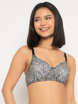 Clovia - Polyamide Padded Full Cup Wire Free T-Shirt Bra - Black