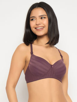 Clovia - Polyamide Padded Full Cup Wire Free T-Shirt Bra - Purple