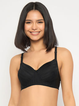 Clovia - Polyamide Padded Full Cup Wire Free T-Shirt Bra - Black