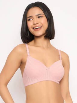 Clovia - Polyamide Padded Full Cup Wire Free T-Shirt Bra - Pink