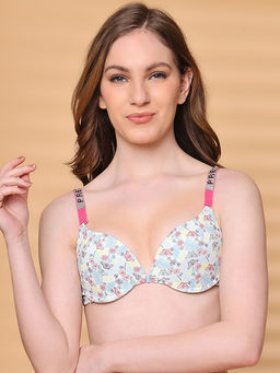 PrettyCat - Push Up Padded Plunge Bra With Shine Strap For Women Multi-Color