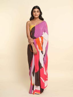 Suta - Multi-Color Printed Liva Saree