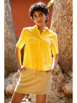 Creatures of Habit - Seersucker Oversized Sunshine Yellow Shirt