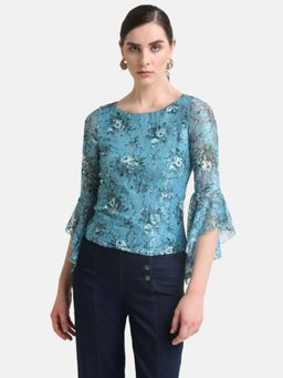 Kazo - Printed Bell Sleeves Top