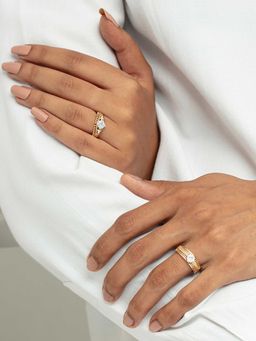 Mia by Tanishq - Love Lock Gold and Diamond Finger Ring