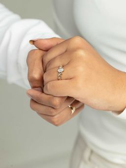 Mia by Tanishq - Floral Love Gold and Diamond Finger Ring