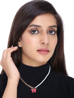 Yellow Chimes - White and Pink Gold-Plated Chain