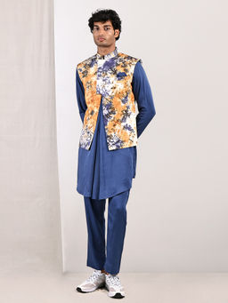 Bohame - Duncan Tie Dye Pleated Kurta And Jacket (set Of 3)