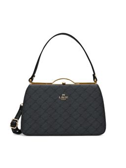 Lavie Paris - Women's Chic Sat Frame Satchel Bag with Detachable Strap-Charcoal (MEDIUM)