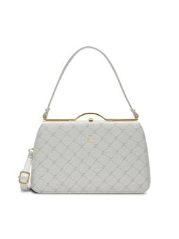 Lavie Paris - Women's Chic Sat Frame Satchel Bag with Detachable Strap-Off White (MEDIUM)