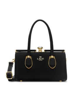 Lavie Paris - Women's Gazelle Frame Satchel Bag with Detachable Strap-Black (SMALL)