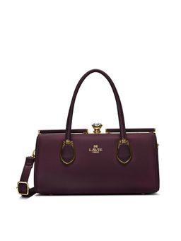Lavie Paris - Women's Gazelle Frame Satchel Bag with Detachable Strap- Wine (MEDIUM)
