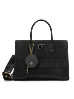 Lavie Paris - Women's Jade Monogram Satchel Bag with Detachable Strap -Black (LARGE)