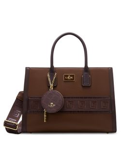 Lavie Paris - Women's Jade Monogram Satchel Bag with Detachable Strap -Brown (LARGE)