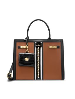 Lavie Paris - Women's Louvre Satchel Bag with Detachable Strap -Brown (LARGE)