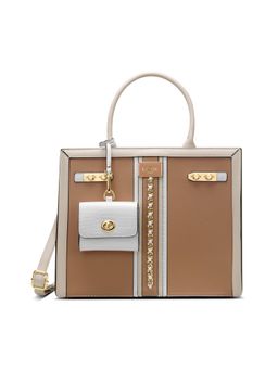 Lavie Paris - Women's Louvre Satchel Bag with Detachable Strap -Beige (MEDIUM)