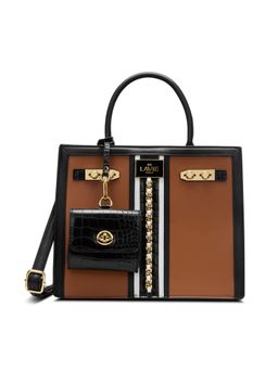 Lavie Paris - Women's Louvre Satchel Bag with Detachable Strap -Brown (MEDIUM)