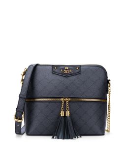 Lavie Paris - Women's Alfie Tassel Monogram Sling Bag -Charcoal (MEDIUM)