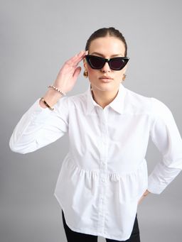 Style Quotient - Women White Blended Fabric Solid Shirt