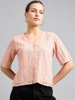 Style Quotient - Women Peach Cotton Printed Top