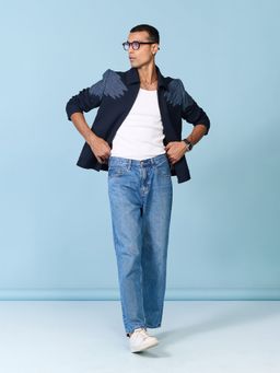 S&N by Shantnu Nikhil - Navy Blue Wing Layering Jacket