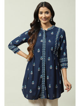 Biba - Navy Straight Kurti (Set of 2)