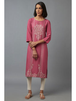 W - Pink Floral Kurta