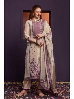 Heeposh - Wine Floral Embroidered Kurta with Pant and Dupatta (Set of 3)