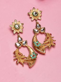 Estele - Gold-Plated Pleasing Gold-Plated Drop and Dangler Earrings with Kundan for Women