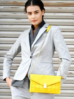 Odette - Yellow Leather Textured Sling Bag