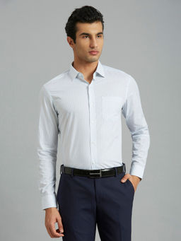 Reid & Taylor - Men Stripes White Formal Shirt