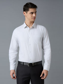 Reid & Taylor - Men Stripes White Formal Shirt