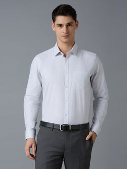 Reid & Taylor - Men Stripes White Formal Shirt