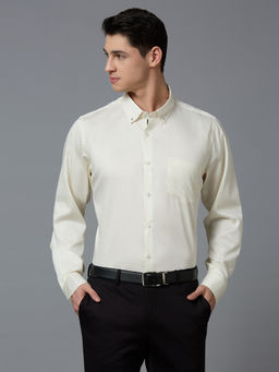 Reid & Taylor - Men Solid Ivory Formal Shirt