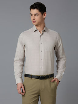 Reid & Taylor - Men Printed Beige Formal Shirt