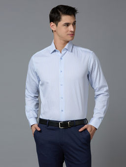 Reid & Taylor - Men Stripes Blue Formal Shirt