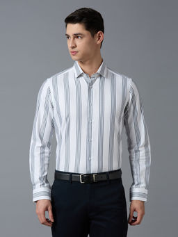 Reid & Taylor - Men Stripes White Formal Shirt