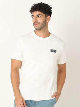 R&B - White Solid Cotton Regular Fit T-Shirt