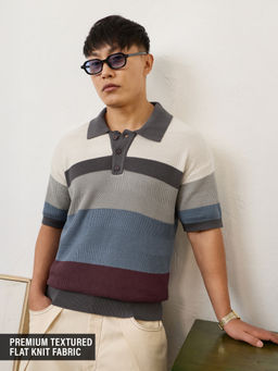 The Souled Store - Grey Colorblock Pure Cotton Regular Fit T-Shirt