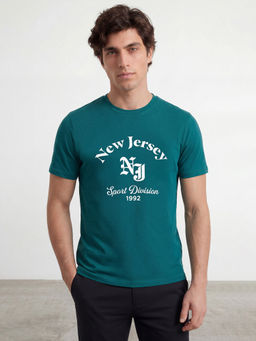 R&B - Green Typography Cotton Regular Fit T-Shirt