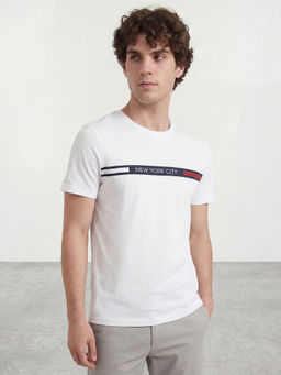 R&B - White Solid Cotton Regular Fit T-Shirt