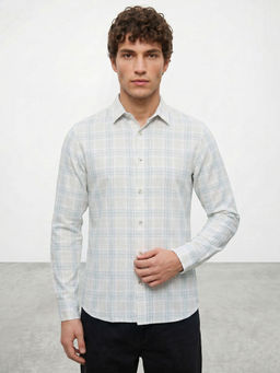 R&B - White Checks Pure Cotton Regular Fit Shirt